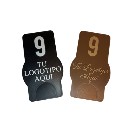 Etiqueta Marcamesa numero y logo