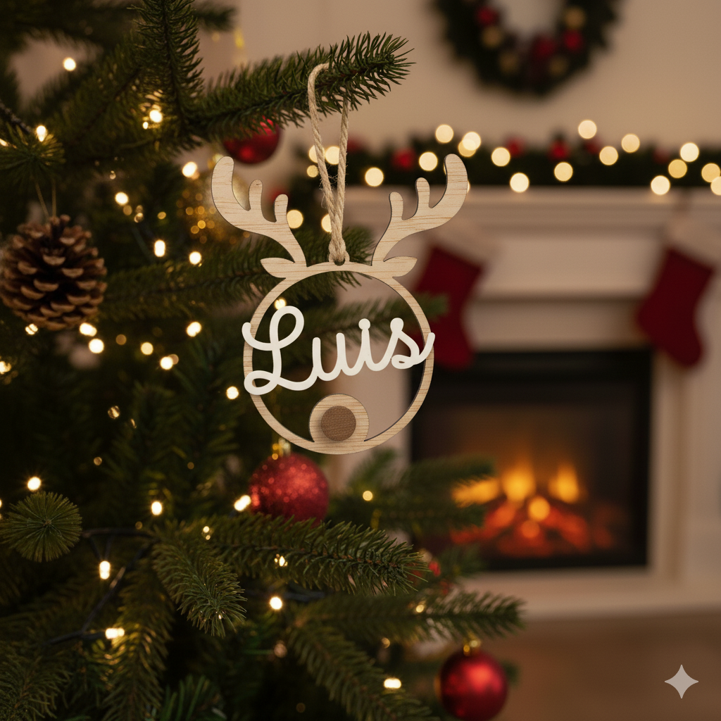 Reno de Navidad con nombre metacrilato